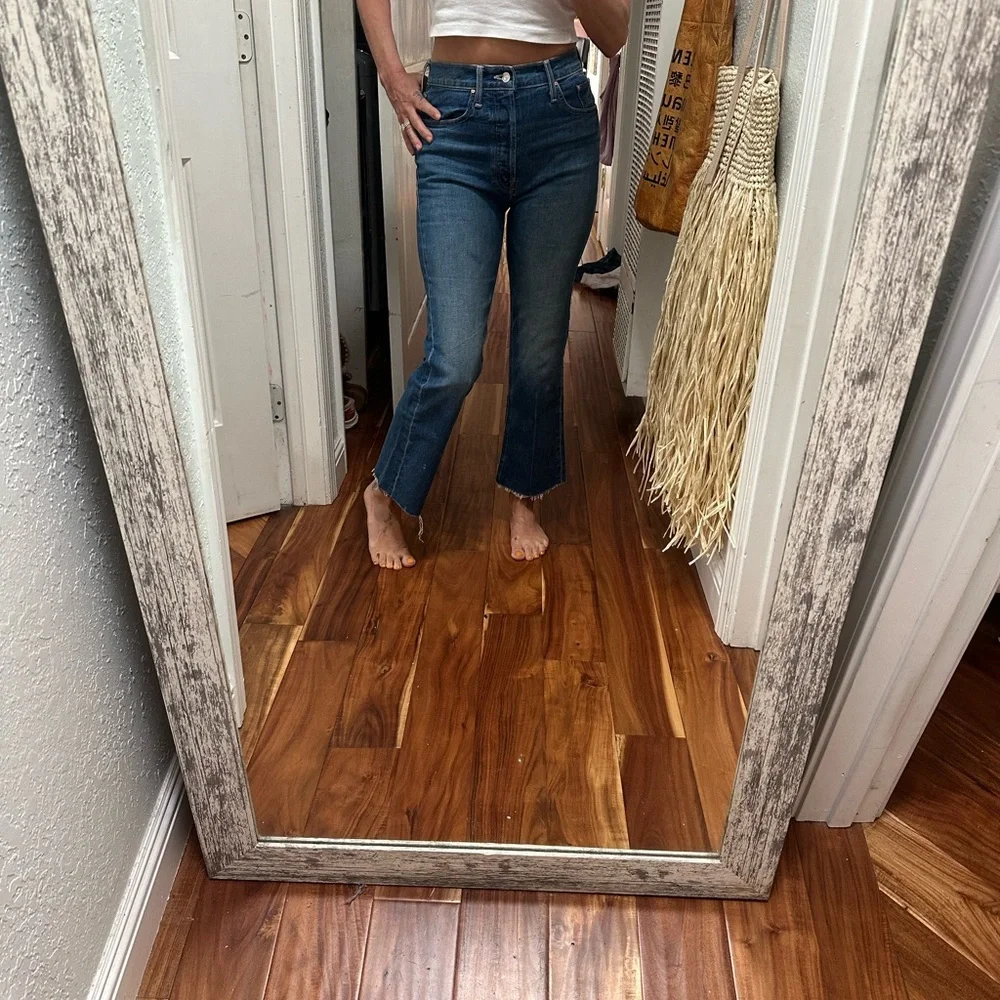 MOTHER Indigo Straight Leg Jeans tripper ankle fray 26 - Picture 7 of 13